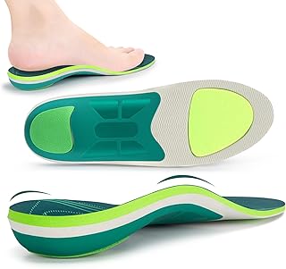 Strong Arch Support Sports Work Comfort Trimmable Insoles for Shock Absorption, Inserts for Running Shoes Work Boots Trainers Unisex(Size:UK-11,Length:11.61",Green)