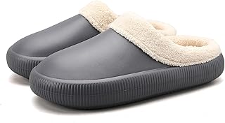 Warm Slippers Women's Non-Slip House Slippers Men's Guest Slippers Set Comfortable Slippers Women's Plush Orthopaedic Slippers Men's Barefoot Slippers Soft Sole, gray, 10 UK