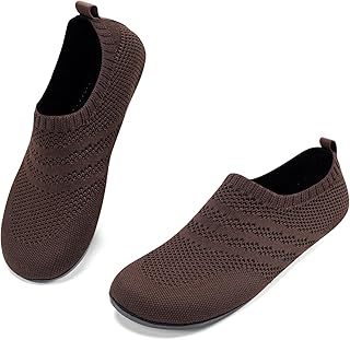 Men's Slippers Slip-on House Shoes for Women Lightweight Non Slip Barefoot Slipper with Rubber Sole Unisex Brown 43