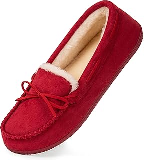 Women's Moccasin Slippers Comfy Warm Fluffy Memory Foam Non-Slip Indoor House Shoes