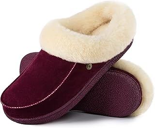 Women's Moccasin Slip-on Slippers Soft Microsuede Clog Comfy Non-slip Memory Foam Indoor Outdoor House Shoes with Fuzzy Collar