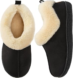 Women's Closed-back Slippers Faux Wool Warm Non-slip Outdoor Indoor House Shoes with Fuzzy Collar