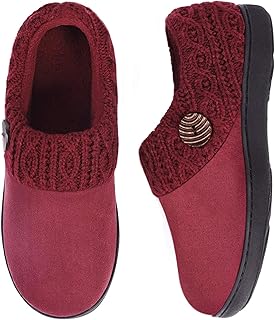 Women's Microsuede Slippers Warm Comfy Memory Foam Indoor House Shoes with Knit Collar