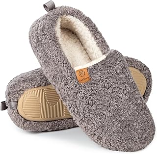 Women's Fuzzy Full Slippers Soft Comfy Faux Shearling Memory Foam Indoor House Shoes