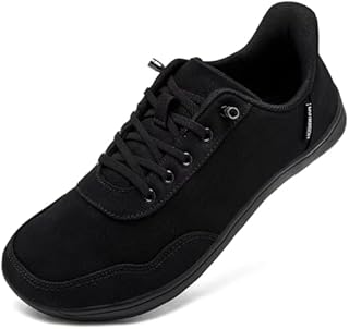 HOBIBEAR Mens Barefoot Shoes Hands Free Women Slip On Minimalist Sneakers Wide Toe Box Canvas Zero Drop Breathable Lightweight Walking Comfortable Casual Fashion All Black 8 Wide