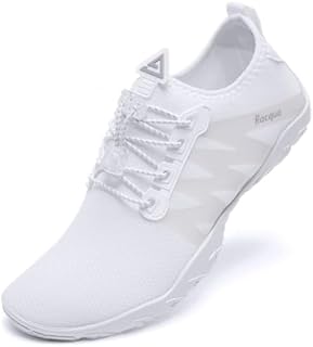 Racqua Swim Water Shoes for Women Quick Dry Barefoot Yoga Aqua Shoes Beach Surf Diving Kayak Outdoor Sports White EU 36=UK 3.5
