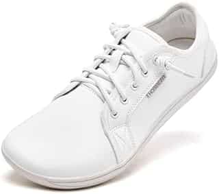 HOBIBEAR Slip on Shoes for Men Women Wide Toe Barefoot Zero Drop Shoes Minimalist Casual Leather Fashion Sneakers Lightweight Walking Shoes White