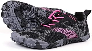 JOOMRA Women's Minimalist Trail Running Barefoot Shoes | Wide Toe Box | Zero Drop, A_Rose Red/Knit, 7.5-8