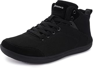 Joomra Women's Wide High Top Barefoot Sneakers | Zero Drop Rubber Outsole | Comfort Ankle Support, W8251 | All Black, 7 UK Wide