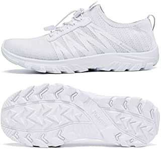 Racqua Mens&Womens Water Shoes Swim Shoes Beach Sport Quick-Dry Aqua Shoes Barefoot for Boating Fishing Hiking Diving Surfing Pool River White EU 39=UK 6.5