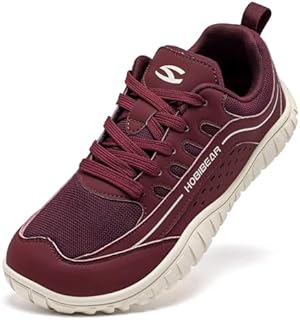HOBIBEAR Unisex Wide Barefoot Minimalist Shoes | Zero Drop | Outdoor Trail Walking Shoes for Men Women Fashion Sneaker（Wine Red,UK 8）