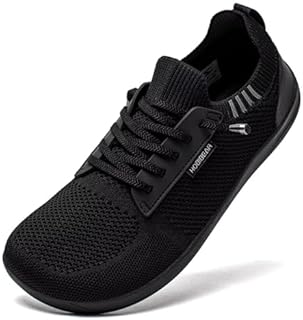 HOBIBEAR Unisex Wide Barefoot Minimalist Shoes for Womens Mens Zero Drop Shoes(Black，UK 4)