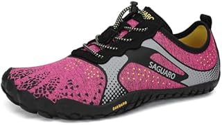 SAGUARO Women's Men's Barefoot Shoes, Trail Running Shoes, Fitness Shoes with Soft Thick Sole, Quick Drying Bathing Shoes, Size 36-48, pink-red, 5 UK
