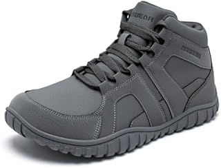 HOBIBEAR Winter Hiking Barefoot Boots Wide Toe Box Warm Minimalist Zero Drop Outdoor Ankle Sneakers with Zero Drop Sole Grey