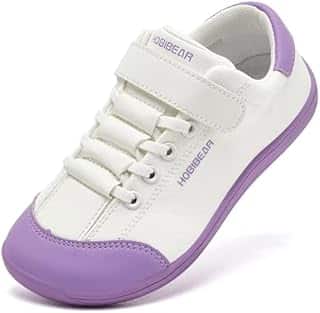 HOBIBEAR Kids Barefoot Shoes Wide Minimalist Zero Drop Sneaker for Boys Girls White Purple