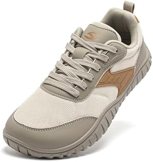 HOBIBEAR Wide Barefoot Shoes for Womens Mens Minimalist Trail Running Hiking Sneakers Comfortable Lightweight Beige