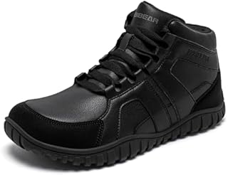 HOBIBEAR Barefoot Boots Mens Womens Wide Toe Box Warm Ankle Sneakers Waterproof Winter Outdoor Shoes with Zero Drop Sole All Black