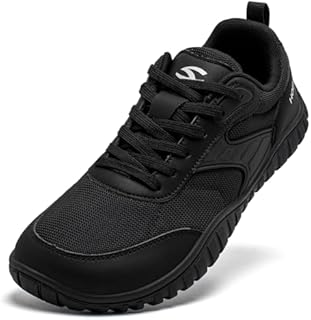 HOBIBEAR Womens Trail Running Barefoot Shoes Mens Wide Toe Box Minimalist Sneakers Zero Drop Comfortable Walking All Black