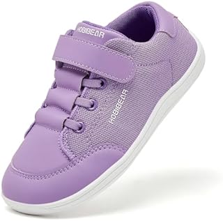 HOBIBEAR Barefoot Minimalist Shoes for Children and Girls Barefoot Shoes for Trail Running Walking Sneakers Size 23-36, Purple White, 33 EU Larga
