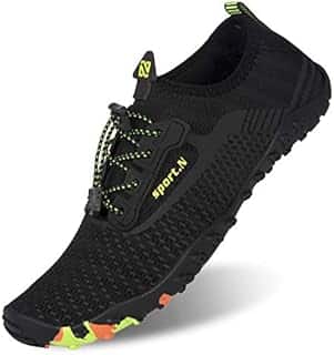 Water Shoes Womens Mens Aqua Beach Swim Shoes Quick Drying Barefoot Shoes for Swimming Pool Boating Surfing Diving Yoga(Jet Black,9.5UK)