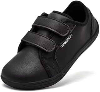 HOBIBEAR Kids Wide Barefoot Shoes Boys Girls Minimalist School Trail Running Walking Sneaker All Black