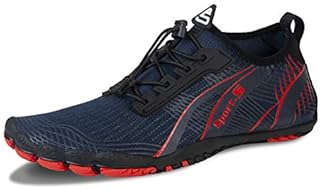 Barefoot Shoes Mens Women Water Shoes Trail Running Beach Water Trainers for Gym Swim Snorkeling Surfing(Red Blue, 9.5UK)