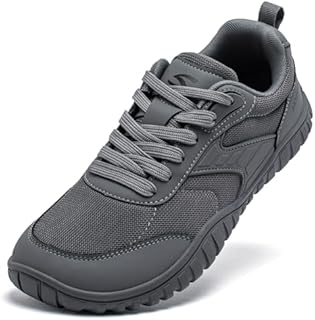 HOBIBEAR Barefoot Shoes Mens Womens Minimalist Training Running Sneakers with Wide Toe Box Zero Drop Sole Lightweight Comfortable Grey