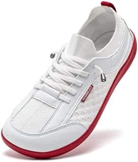 HOBIBEAR Barefoot Shoes for Women Men Wide Toe Box Zero Drop Slip-on Walking Sneakers White Red