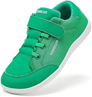 HOBIBEAR Kids Wide Barefoot Shoes Boys Girls Minimalist Zero Drop Trail Running Walking Sneaker Green