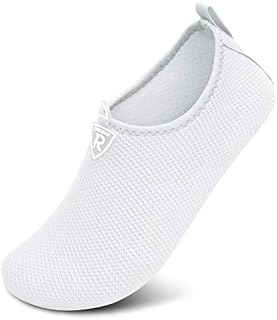Racqua Men Women Water Shoes Barefoot Beach Swim Shoes Quick Dry Aqua Yoga Socks for Pool Travel Kayaking River White 2.5-3.5 UK 34/35 EU