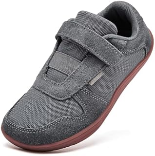 HOBIBEAR Kids Wide Barefoot Shoes Boys Girls Minimalist Zero Drop Sneaker School Walking Shoes(Grey, 9 UK Toddler)